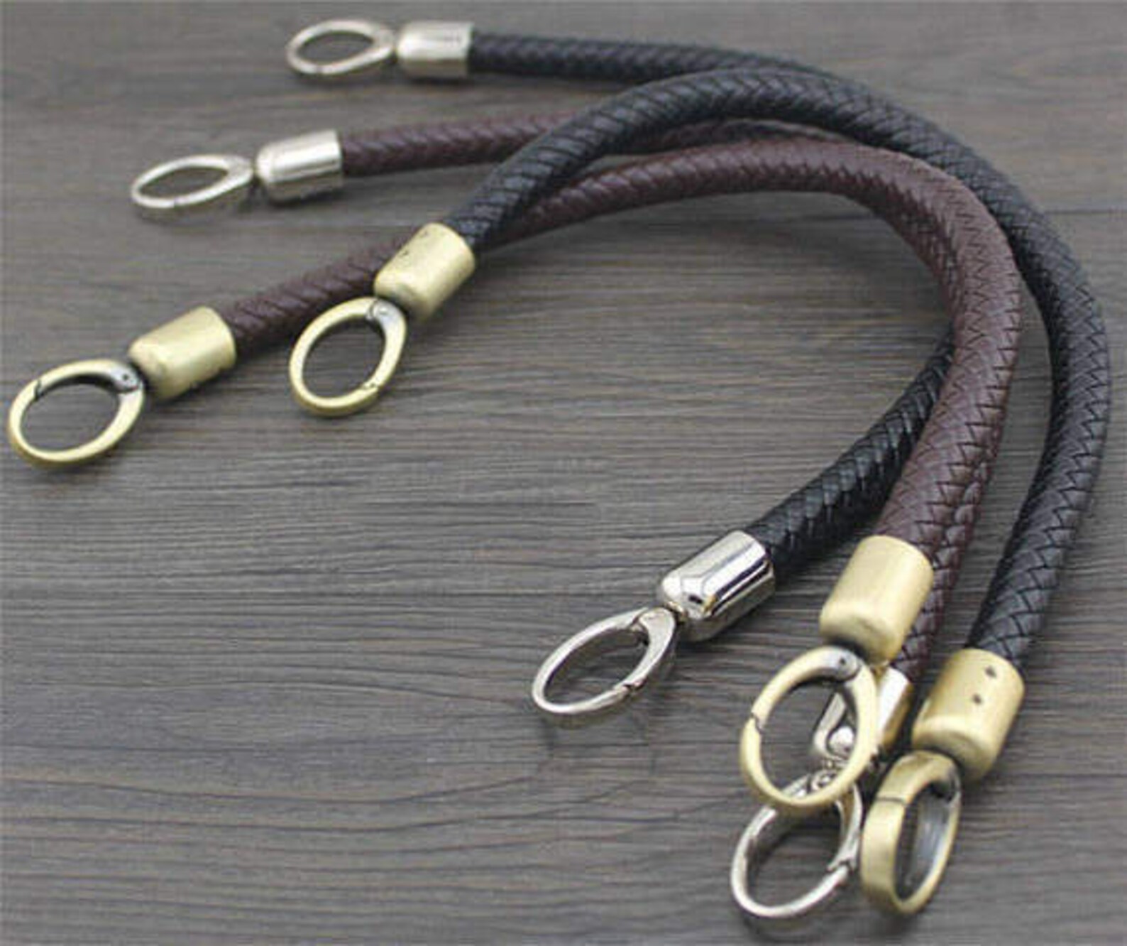1 Pair Woven Leather Purse Strap Metal Clasps Bag Strap Etsy