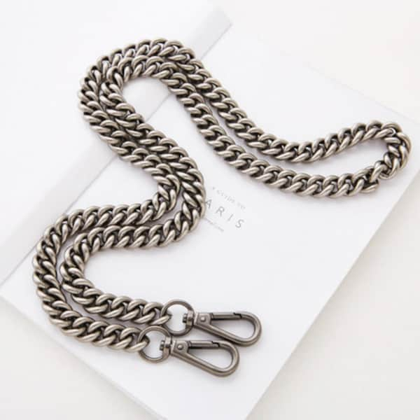 13mm Antique Silver Aluminum Purse Chain Strap, Bag Handle Chain, Crossbody Bag Strap, Chain Strap with Clasps, Shoulder Handbag Strap Chain