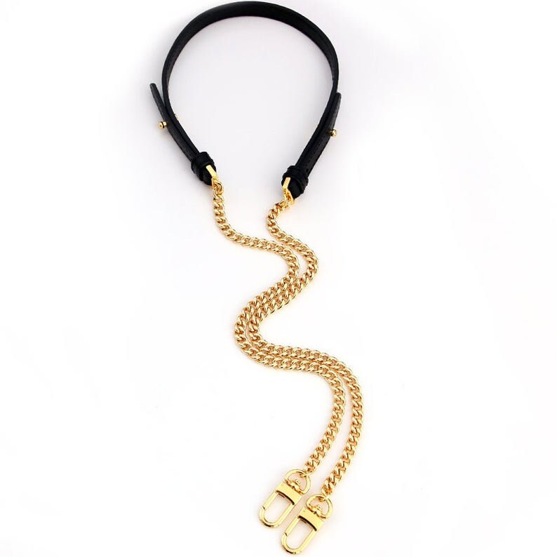 Black Leather Purse Chain Strap Full Copper Bag Handle Etsy