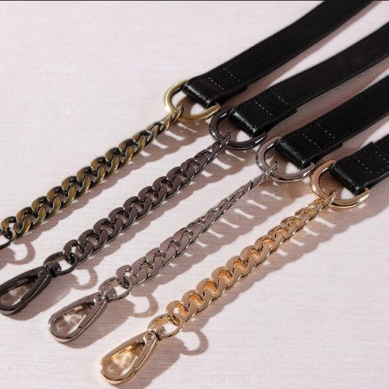 12mm Black Leather Purse Chain Strap Metal Shoulder Handbag Etsy UK