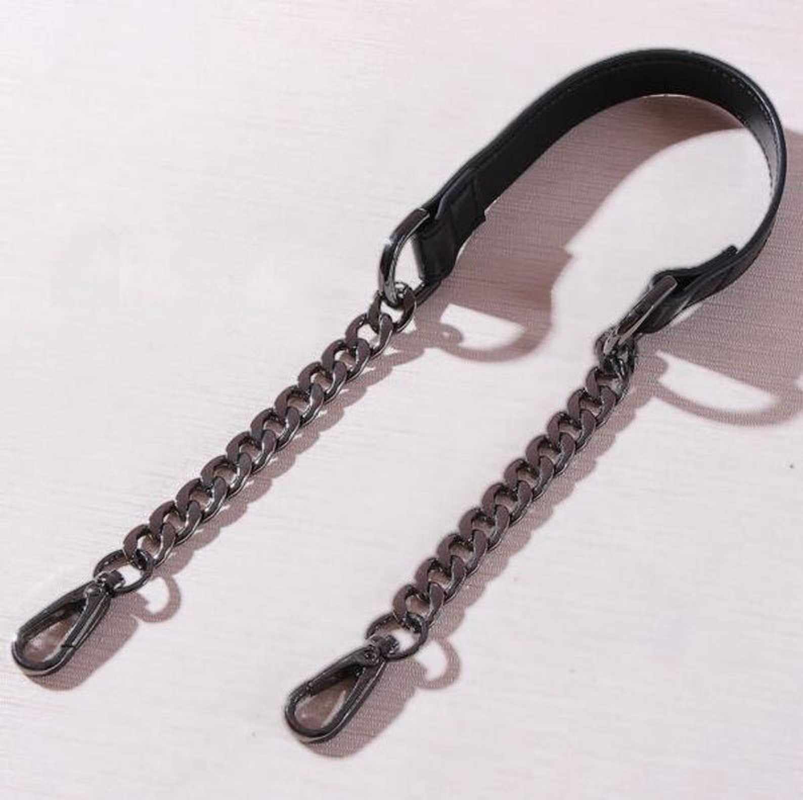 12mm Black Leather Purse Chain Strap Metal Shoulder Handbag Etsy UK