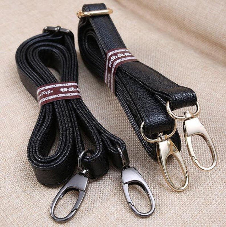 1 Pcs Adjustable Black Leather Handle Metal Clasps Bag Strap Etsy