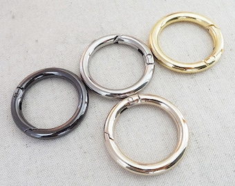 4 Pcs inner 32mm Metal Spring Ring Clasps, Round Strap Buckle, Purse Ring, O Ring Connector, Snap Clip Clasp, Jump Rings,Gold Split Key Ring