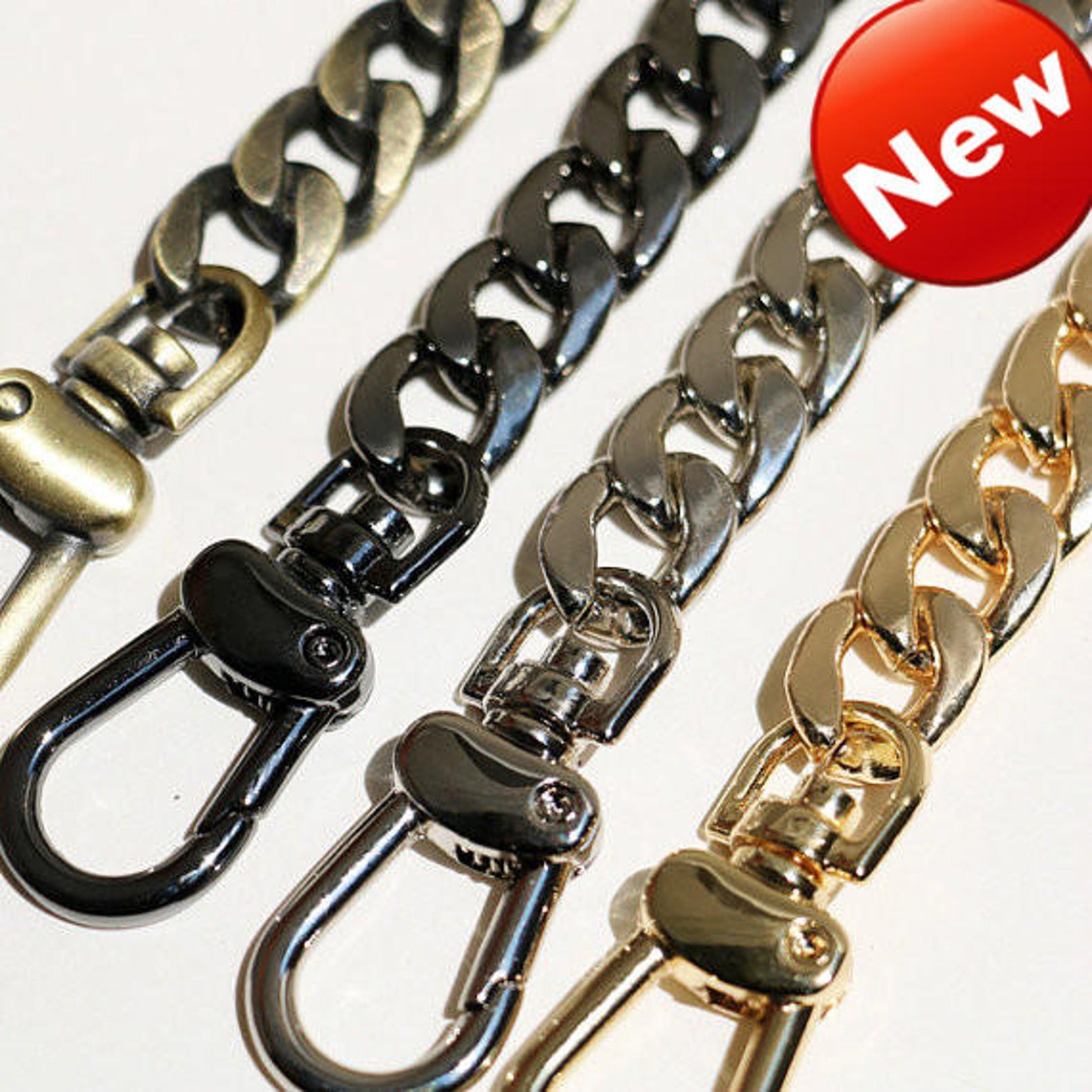 1 Pcs 12mm Flat Gold Chain Metal Clasps Purse Strap Chain Etsy