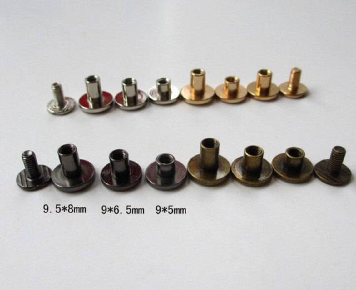 5 Sets 8mm Flat Head Rivet Studs Spikes Gold Screwback Studs Etsy