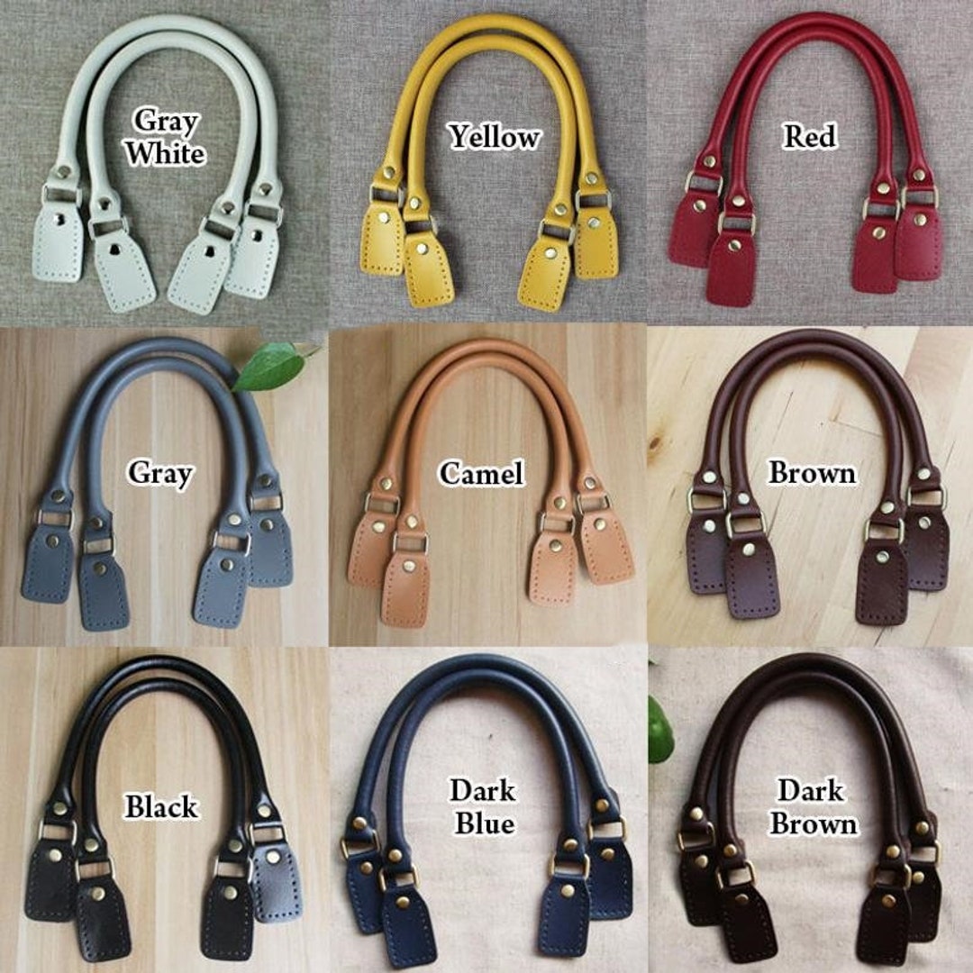 A Pair of Leather Bag Handles, 42cm Handbag Handle, Rectangle End Toes