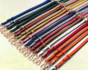 Multicolored Real Leather Purse Strap, Shoulder Handbag Handle, Adjustable Crossbody Chain Strap for Bag, Metal Clasps Clutch Wallet Strap