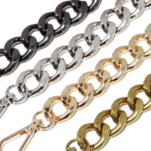 Gold/ Siver/ Gunmetal/ Bronze 20mm Wide Aluminum Purse Chain Strap, Bag Handle, Crossbody Handbag Strap, High Quality Shoulder Strap Chain