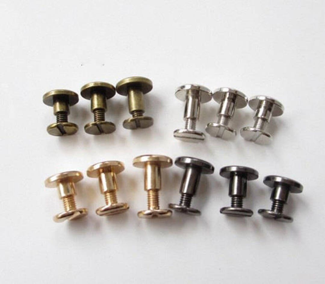 5 Sets 8mm Flat Head Rivet Studs Spikes Gold Screwback Studs Etsy