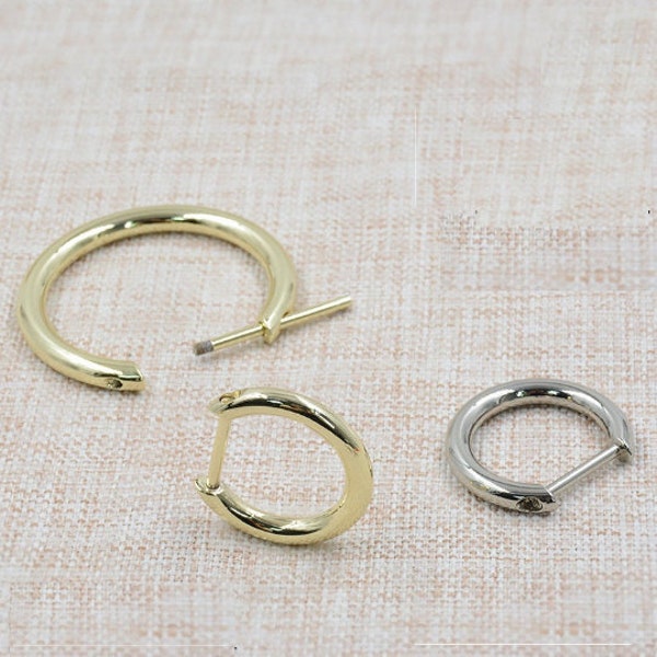 2pcs Light Gold Silver Bag D-Rings Removable Metal Screw Round Spring Ring Purse Clasps Buckles Buttons Accessories For Handbag