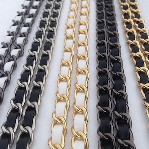 10mm Leather Bag Chain, Metal Crossbody Bag Strap, Replacement Purse Chain, Metal Clasp Clutch Handle for Handbag, Black Shoulder Iron Chain