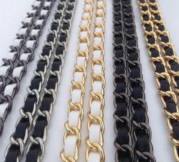 10mm Leather Bag Chain, Metal Crossbody Bag Strap, Replacement Purse Chain,  Metal Clasp Clutch Handle for Handbag, Black Shoulder Iron Chain 