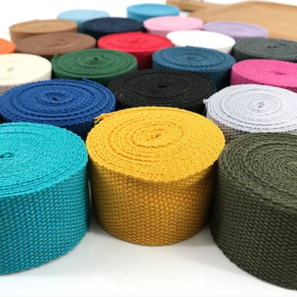 1 1/2 Inch Quality Webbing DIY Purse Strap Tape, Thick Woven Cotton Canvas Belt Bag Strap, Strong Waist Strap, Sewing Fabric Handle Trimming