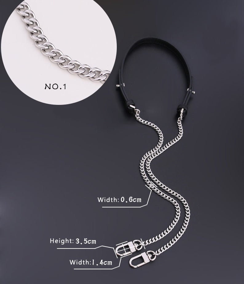 Black Leather Purse Chain Strap Full Copper Bag Handle Etsy