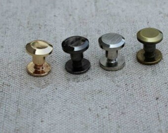 10 Sets 8x7mm Copper Screw Studs, Handbag Fastener, Rivet Studs, Chicago Nail Brass Solid Concho Stud, Brushed Brass Button For Leathercraft