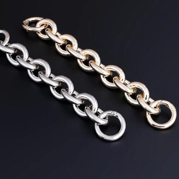 23mm Wide Metal Purse Chain Strap, Handbag Clutch Top Handle, Bag Extension Chain with O Ring Clasps, Shoulder Cross body Bag Extender Chain