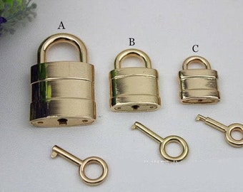 1set Gold Bag Lock Catch, Purse Lock Latch, Clutch Padlock, Twist Key Lock, Metal Turn Lock, Suitcase Key Lock Fastner, Handbags Lock Clasps