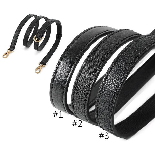 High Quality Black Cowhide Leather Purse Strap, Shoulder Handbag Strap, Adjustable Crossbody Chain Strap, Wallet Bag Tote Replacement Handle