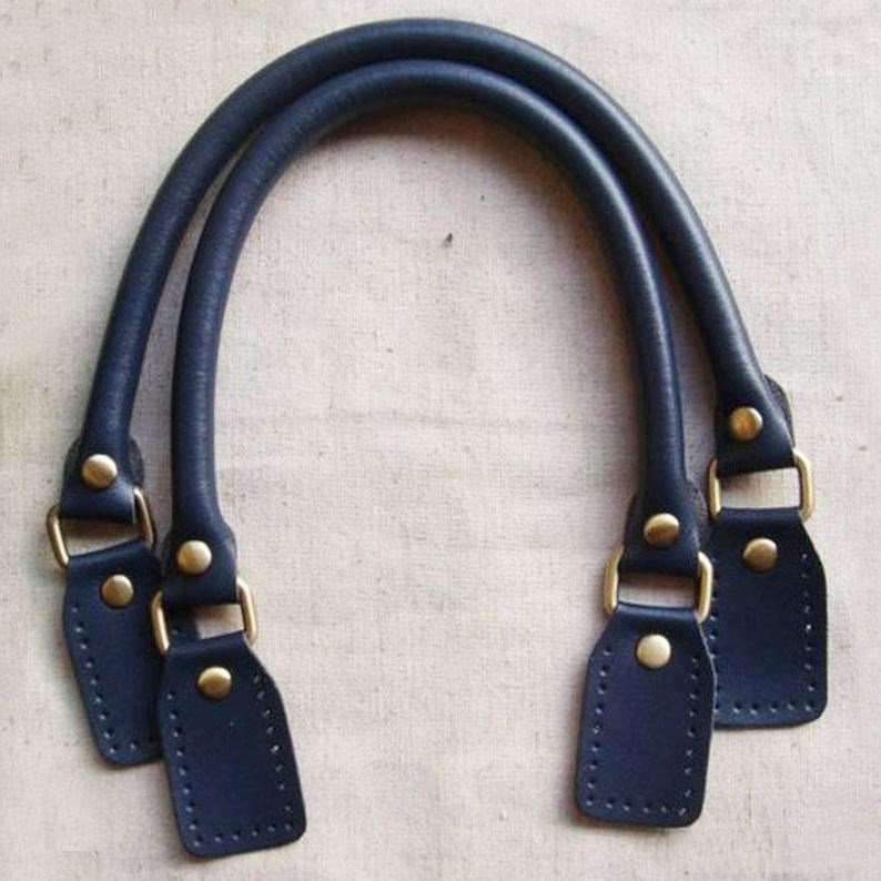 A pair of Leather Bag Handles 42cm Handbag Handle Rectangle Etsy