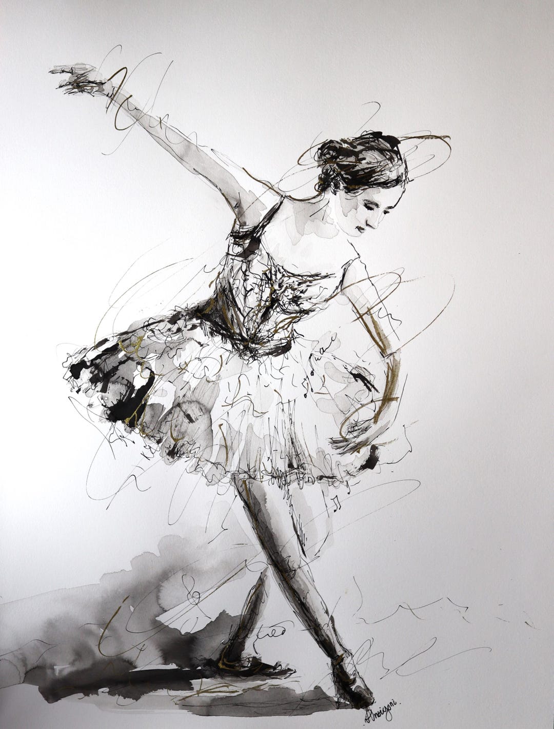 Ballerina Art, Ballerina Wall Art ,ballerina Drawing, Ballerina Ink ...