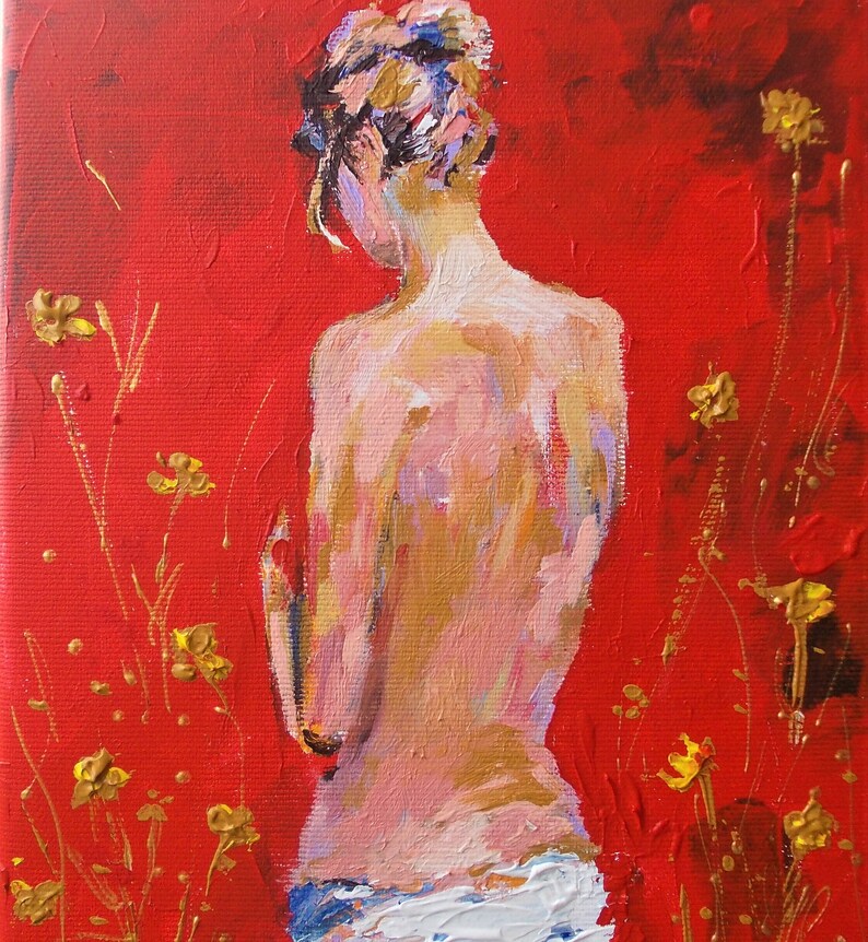 Original Peinture Nue Femme Nue De Dos Nu Peinture Acrylique Etsy