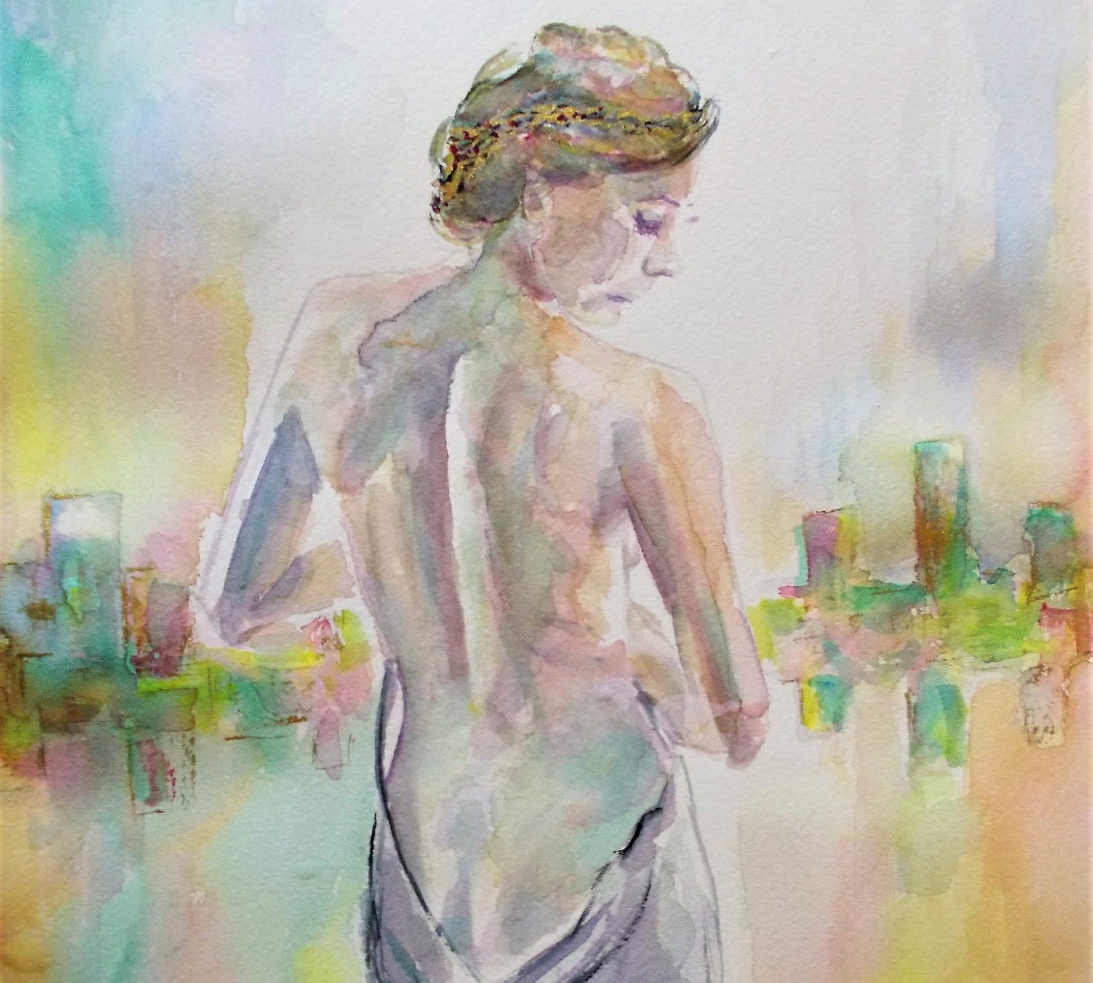 Original nude woman paintingnude womannude woman watercolor image 0.