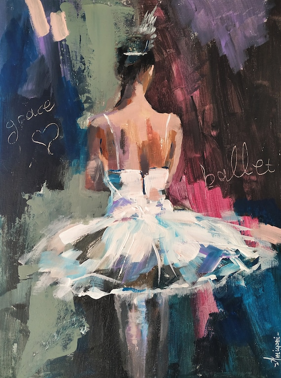 Peinture de ballerine sur bois art de ballet d cor mural de