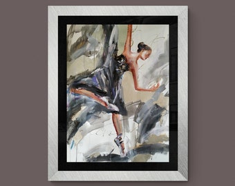 Ballerina painting on paper, figure painting, figurative painting, large ballerina art, ballet art, abstract ballerina,ballerina dancing