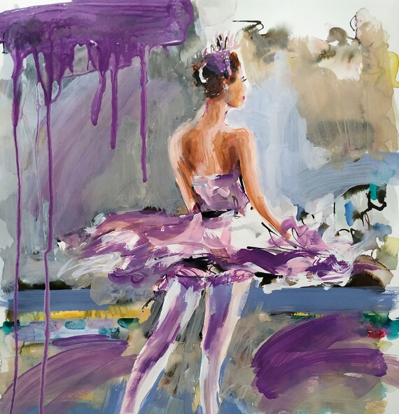 Ballerina Wall Art On Pointe Ballerina Dancer Painting Ballerina Watercolor Painting Ballet Art Ballerina Dancer Art Purple Painting