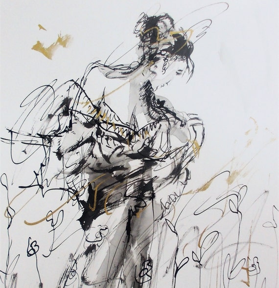 Woman drawing,figurative drawing,woman ink drawing,black and white  drawing,drawing wall art,drawing wall decor,abstract drawing figure,ink