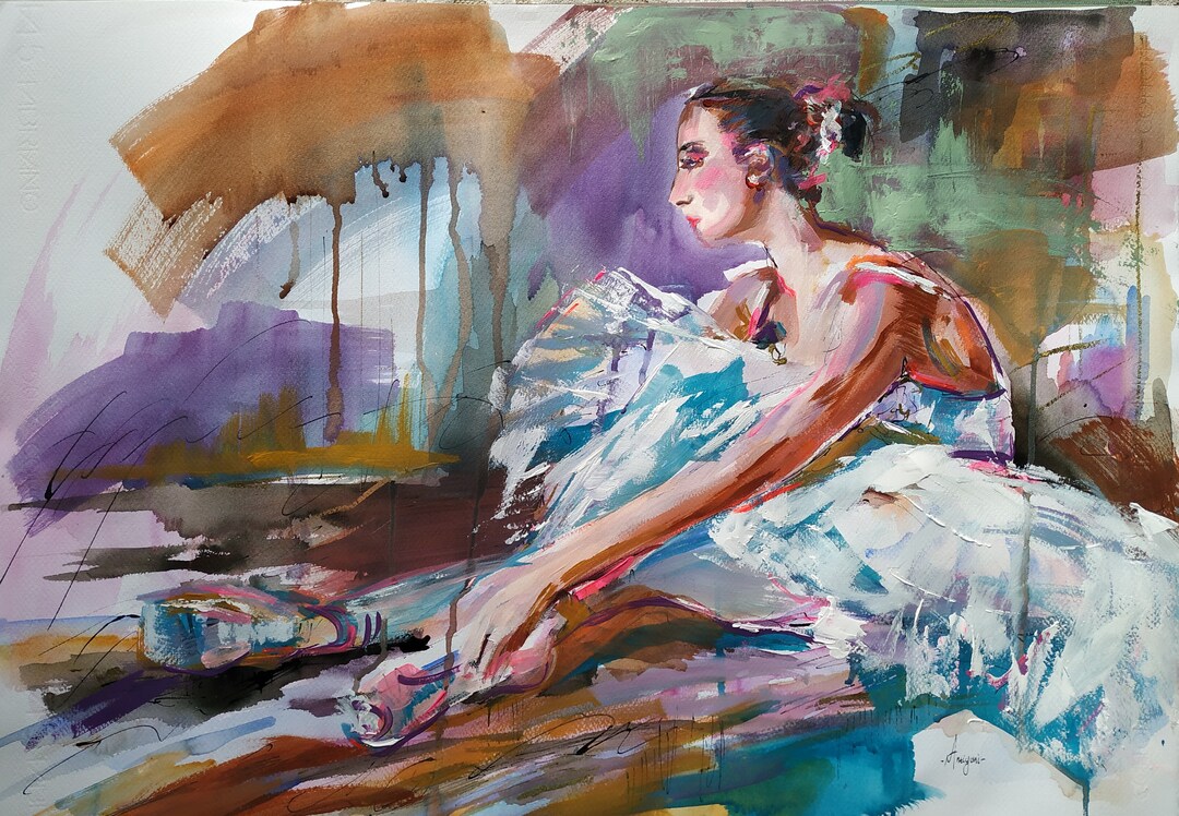 Original Ballerina Watercolor Painting on Paper,ballet Watercolor Art ...
