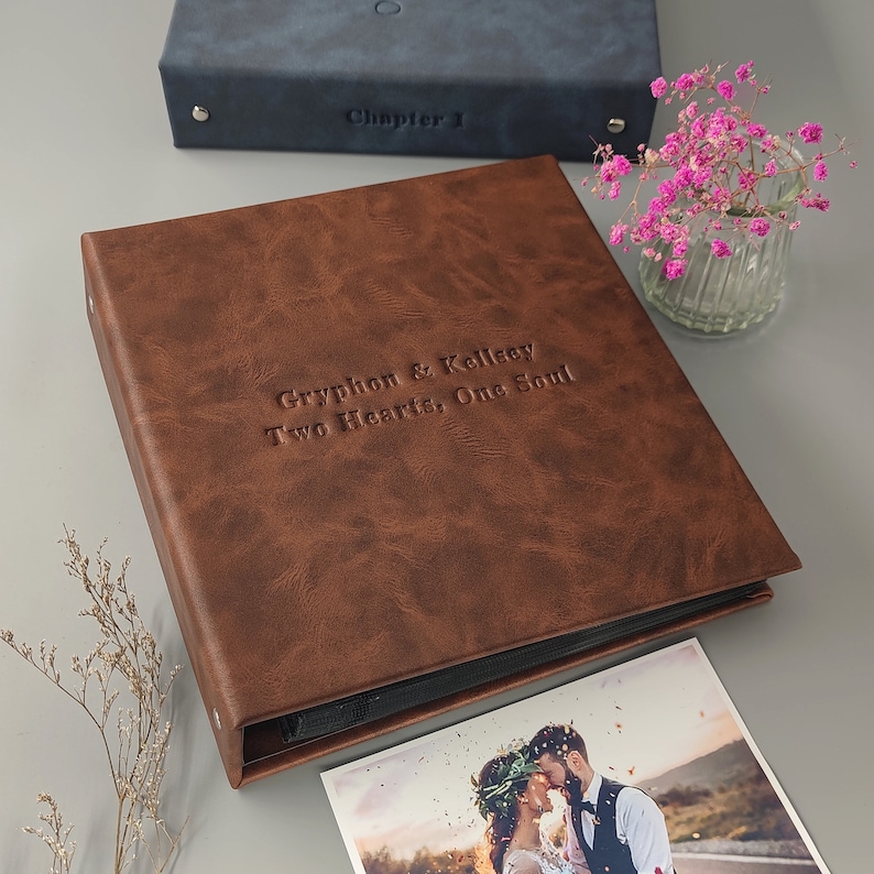 Personalized Wedding Photo Album, Album with Sleeves for 100-200 4x6 / 10x15cm Photos, Anniversary Album image 1