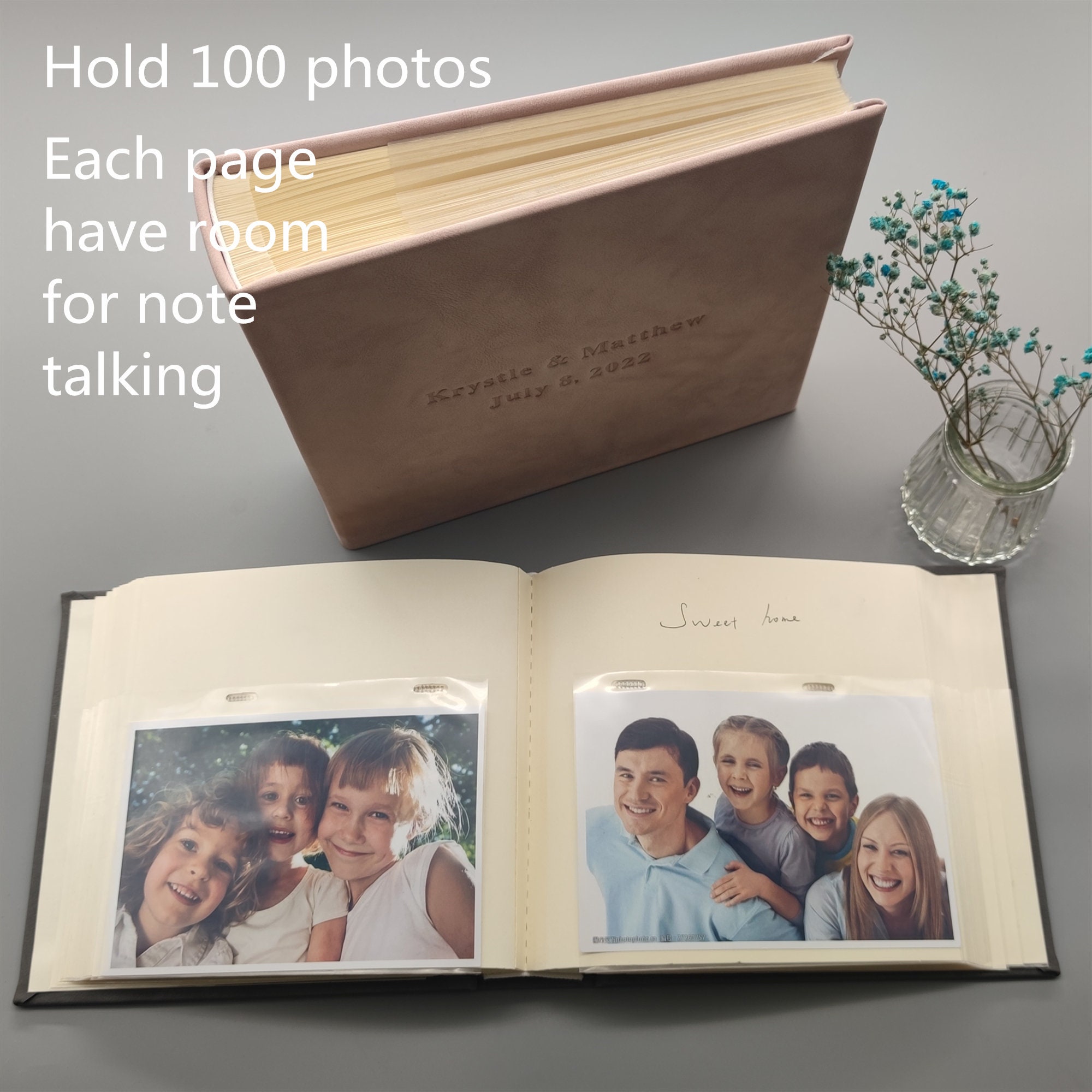 Photo Album With Sleeves for 100-200-300 4x6 Photos, PU Leather