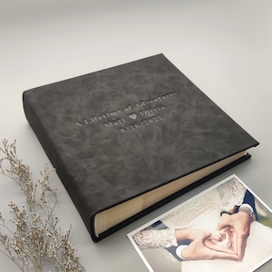 Slip in Photo Album, Personalized PU Leather Album with sleeves, Memory Book, A life time of adventures