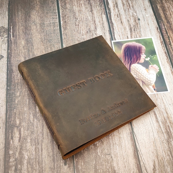 Leather Guest Book Etsy
