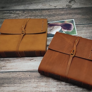 Personalized Leather Photo Album. Wedding Photo Booth Book. Custom Family Scrapbook Album