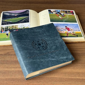 Spersonalizowany album ze zdjęciami z trasy piłkarskiej, skórzany notes pamiątkowy do nauki matematyki piłkarskiej, mieści 100/200/300 zdjęć w formacie 4x6