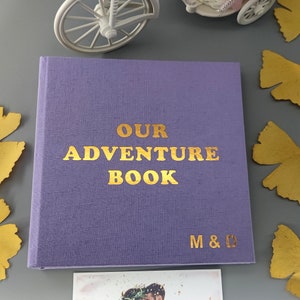 Linen Slip in Photo Album, Our Adventure Book, My Adveneture Book, Personalized Scrapbook Album with Sleeves for 4x6 photos