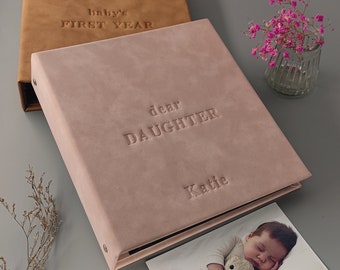 Personalized Baby Photo Album, Baby Girl Gift for New Parent, Childhood Memory Book from Birth to 18 Years, Baby Keepsake Album