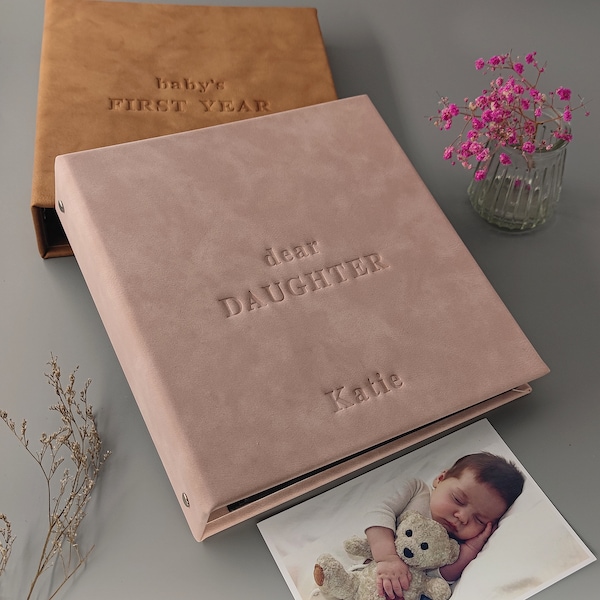 Gepersonaliseerde babyfotoalbum, babymeisje cadeau voor nieuwe ouder, kindergeheugenboek vanaf de geboorte tot 18 jaar, babyherinneringsalbum