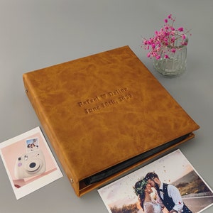 Personalized Photo Album, Ring Binder Slip in Photo Book, Leatherette Album for 100-200 4x6 Photos,