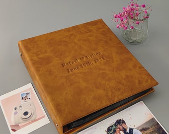 Personalized Photo Album, Ring Binder Slip in Photo Book, Leatherette Album for 100-200 4x6 Photos,