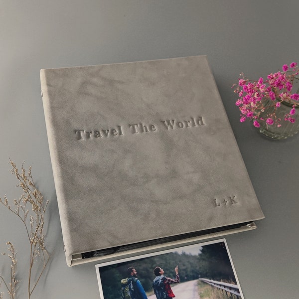 Personalized Travel Photo Album, Ring Binder Slip in Photo Book, Our Adventure Book, for 100/200 4x6 Photos