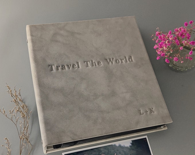 Personalized Travel Photo Album, Ring Binder Slip in Photo Book, Our Adventure Book, for 100/200 4x6 Photos