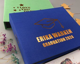 Álbum de fotos de álbum de recortes personalizado como regalo de graduación, libro de visitas para fiesta de graduación de 2024, regalo universitario para ella y él