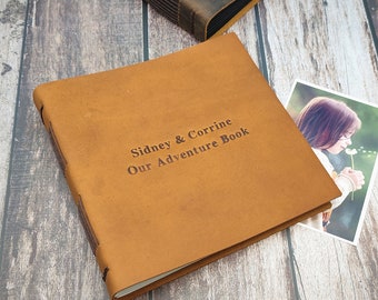 Personalized Leather Photo Album, Our Adventure Book, Scrapbook