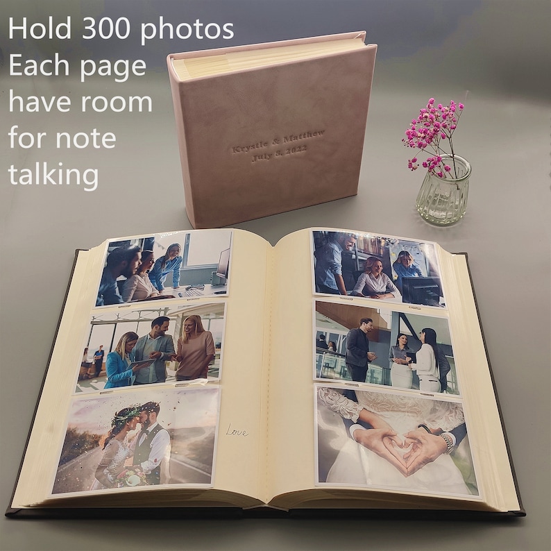 Album photo en cuir personnalisé avec poches, album slip in pour 100/200/300 photos, cadeaux personnalisés image 7