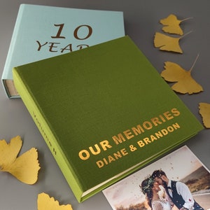 Linen Photo Album with Pockets, Personalized Slip in Photo Album, Scrapbook Album for 4x6 photos, Our Memory Book, Gift for him for her
