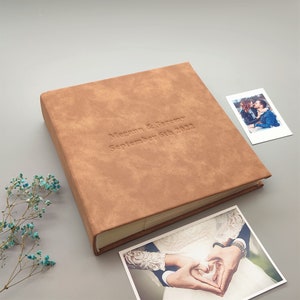 Handmade Leather Photo Album, Personalized Slip in Album, Scrapbook album with sleeves for 100-300 4x6 photos, Wedding Photo Book