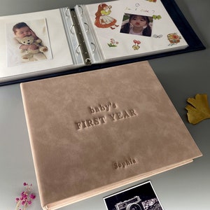Personlaized Baby Memory Book, Baby Photo Album, Baby Shower Gift for New Mom, Baby Milestone Scrapbook for Expecting Mom First Year Journal